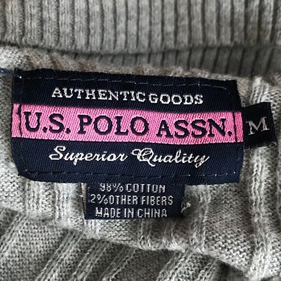 Women's Vintage Y2K U.S. Polo Assn. Gray Ribbed Fitted Turtleneck Sweater / M - Picture 5 of 5